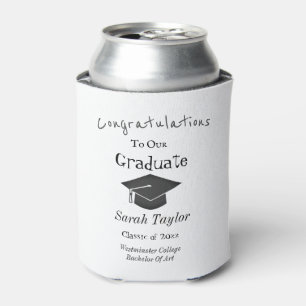 Congrats Graduation Party Modern Cap Tassel  Can Cooler