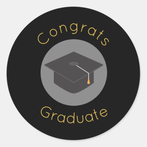 Congrats Graduation w Graduation Cap Classic Round Sticker