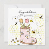 Congrats graphic artwork of bee and tulips Girly (Front)
