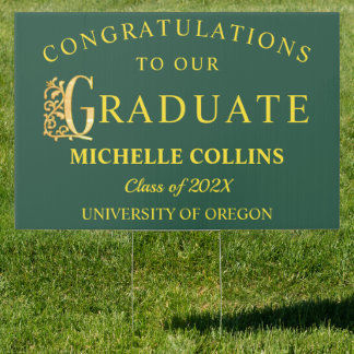 Congrats Green and Yellow Grad Sign