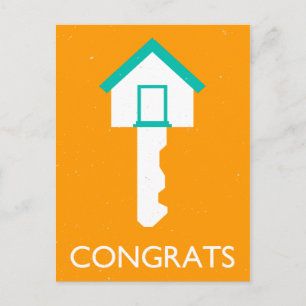 congrats house key postcard