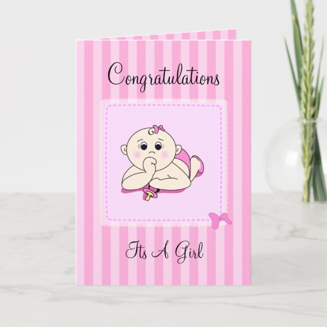 Congrats Its A Girl - Customizable Card (Front)