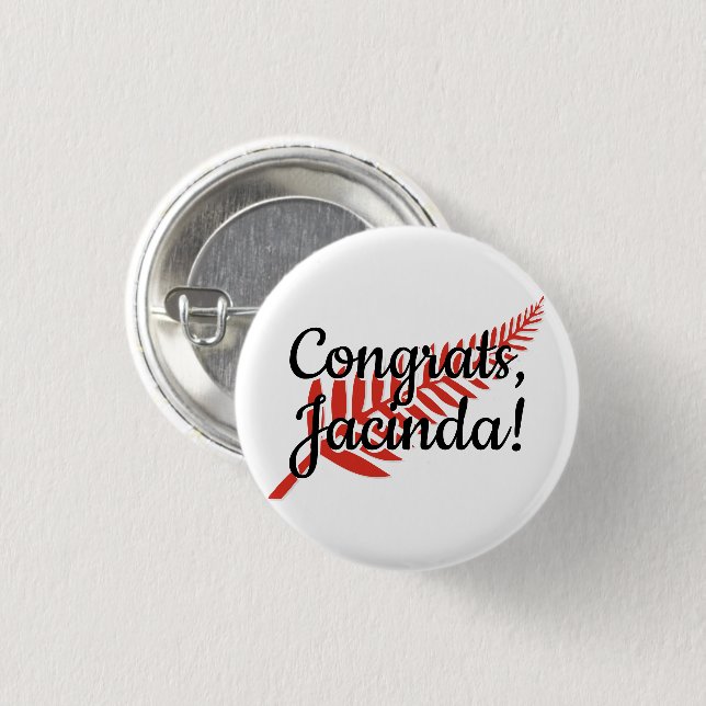 Congrats, Jacinda! Custom Text and Colors Fern Button (Front & Back)