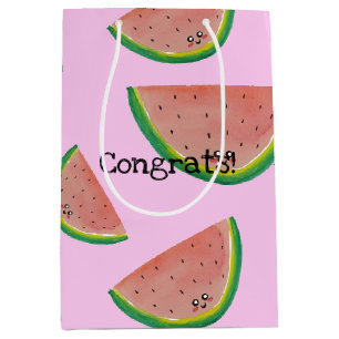 Congrats! Kawaii Watercolor Watermelon Medium Gift Bag