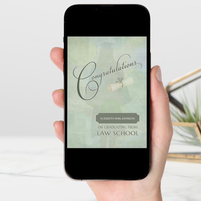 Congrats Law School Female Graduate Custom Name Card (Front Digital)