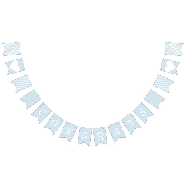 Congrats Light Blue and White Preppy Bunting  Bunting Flags (All)
