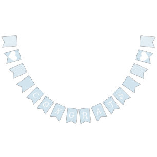 Congrats Light Blue and White Preppy Bunting Flags