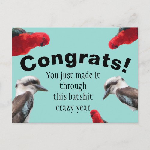 Congrats making it through the year postcard