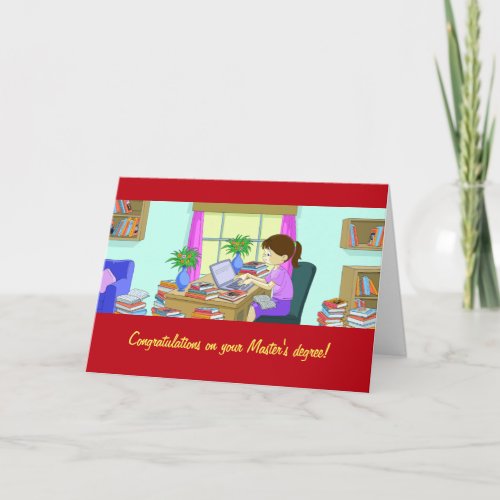 Congrats Masters Degree Funny Books Cute Grad Card