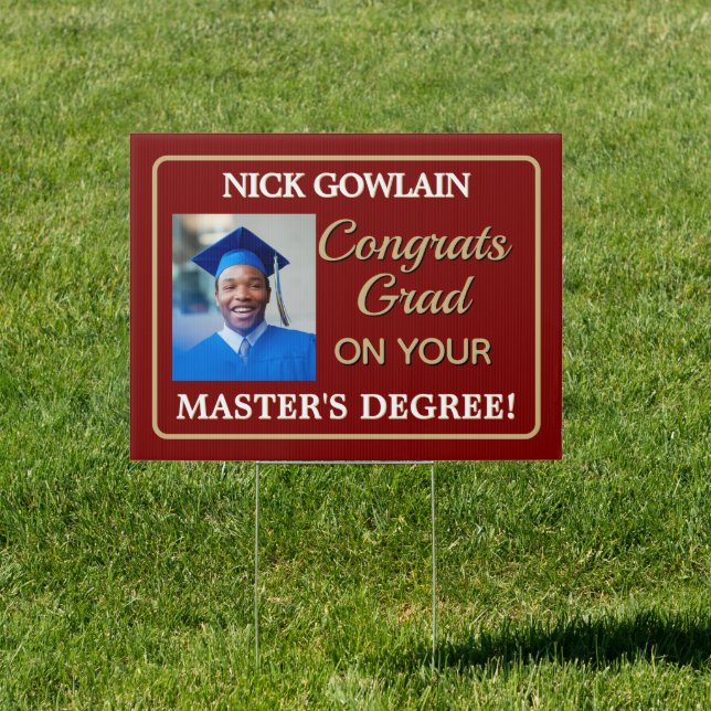 Congrats! Master's degree Photo Yard Sign (Insitu)