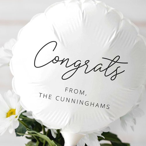 Congrats Modern Elegant Simple Chic Family Name Balloon