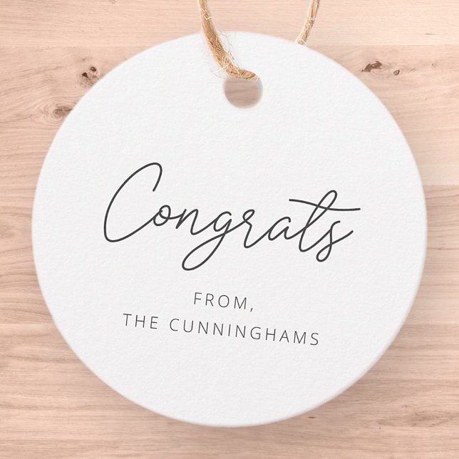 Congrats Modern Elegant Simple Chic Family Name Favor Tags (Creator Uploaded)