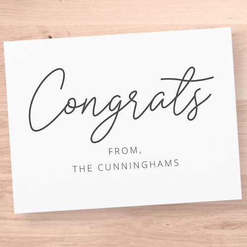 Congrats Modern Elegant Simple Chic Family Name Postcard