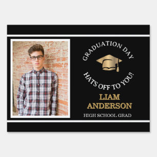 Congrats Modern  Gold Custom Photo Grad Sign