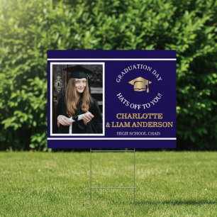 Congrats Modern  Gold Custom Photo Grad Sign