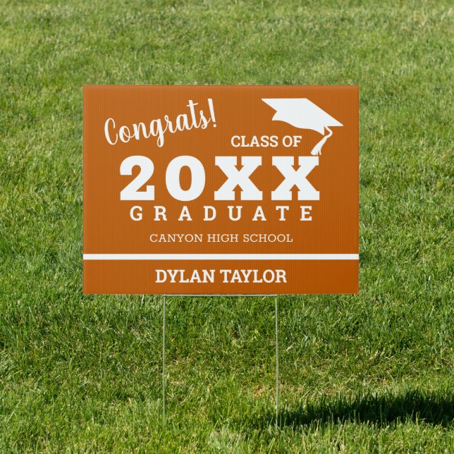 Congrats Modern Graduation Burnt Orange Yard Sign (Insitu)