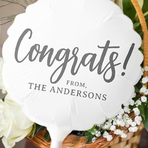 Congrats Modern Simple Elegant Chic Family Name Balloon