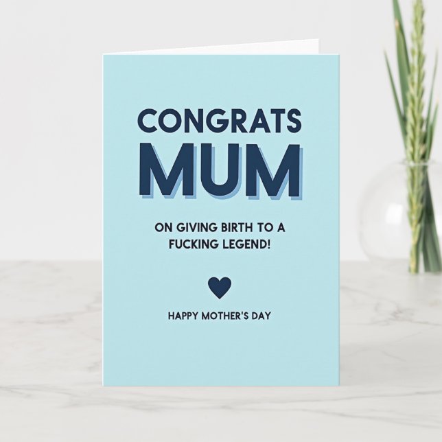 Congrats Mum Indigo Heart Card (Front)