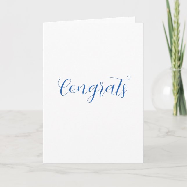 congrats name blue stylish graduation date year card (Front)