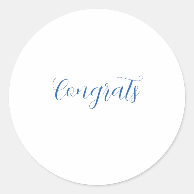 congrats name blue stylish graduation date year classic round sticker (Front)