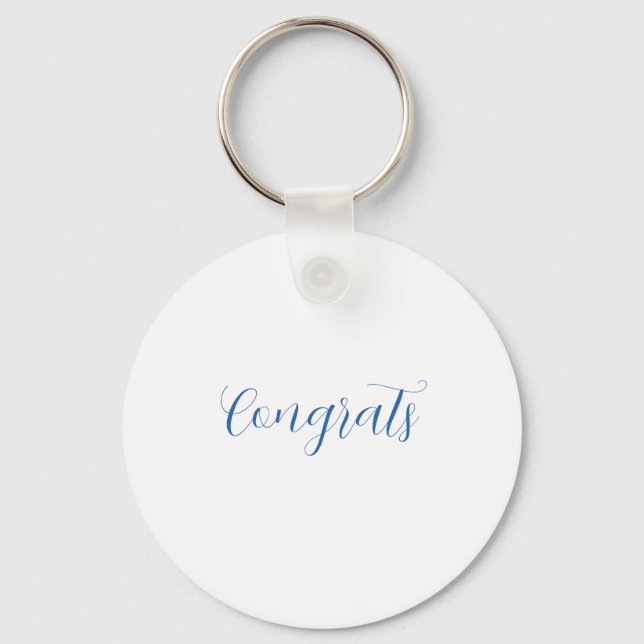 congrats name blue stylish graduation date year keychain (Front)