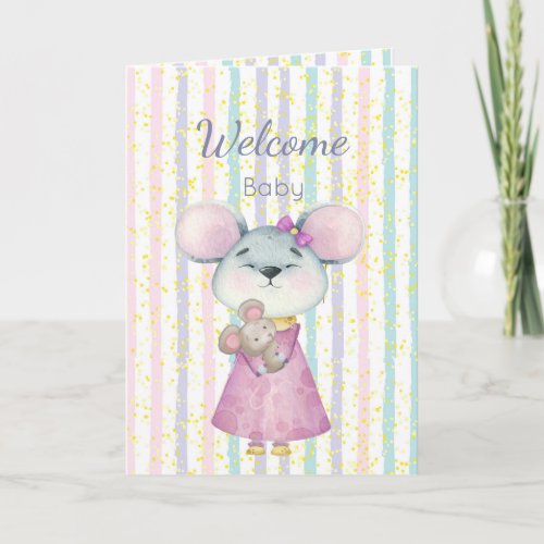 Congrats New Baby Fun Cute Mouse Baby Animal  Card