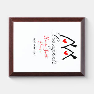 Congrats new home owner real estate inauguration t award plaque