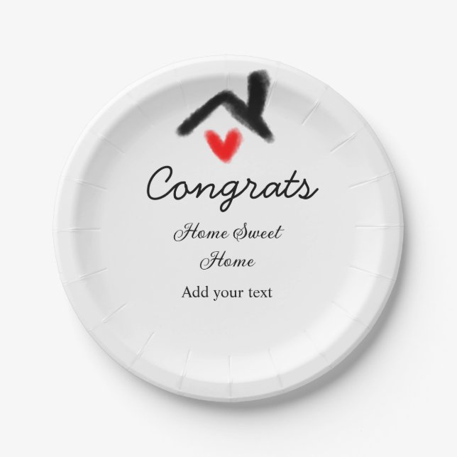 Congrats new home owner real estate inauguration t paper plates (Front)