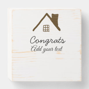 Congrats new home owner real estate inauguration t wooden box sign