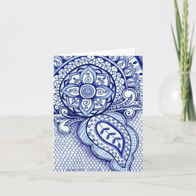 Congrats New Mom It's A Boy Damask Indian Mandala Card (Front)