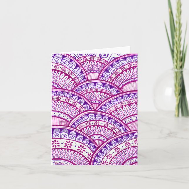 Congrats New Mom It's A Girl Damask Indian Mandala Card (Front)