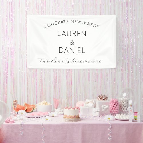 Congrats Newlyweds Names Script Wedding Banner