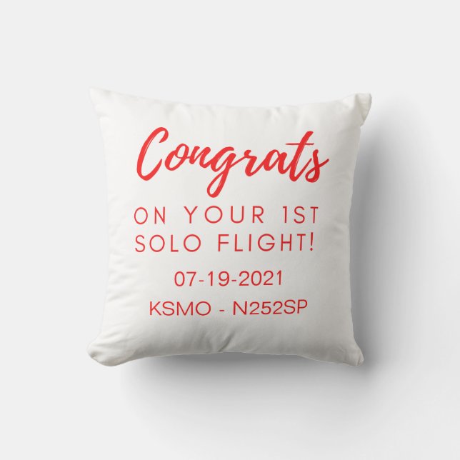 Congrats on 1st solo - customizable pillow (Front)