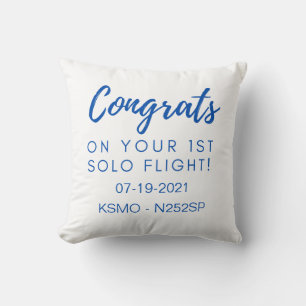 Congrats on 1st solo flight - customizable throw pillow