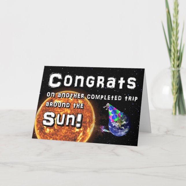 "Congrats on another completed trip" Birthday Card (Front)