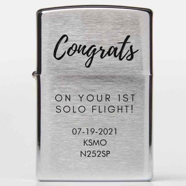 Congrats on first solo - customizable lighter (Front)