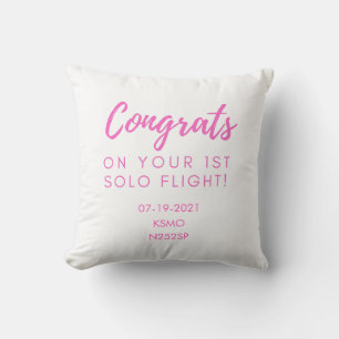 Congrats on first solo - customizable pillow