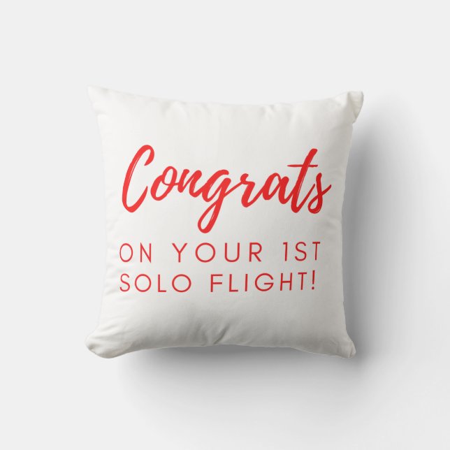 Congrats on first solo flight throw pillow (Front)