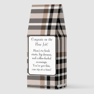 Congrats on New Job! Beige Plaid Roasted Coffee