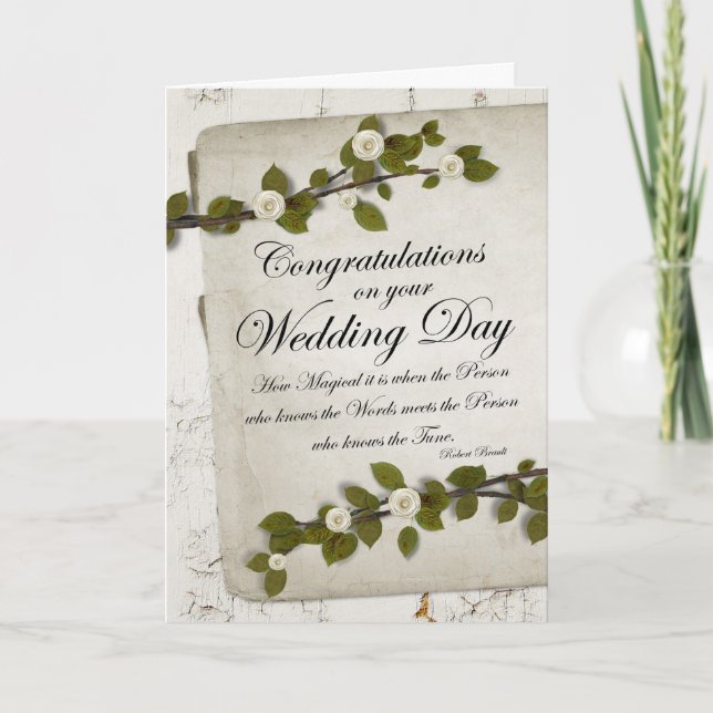 Congrats on Wedding Day White Floral Card (Front)