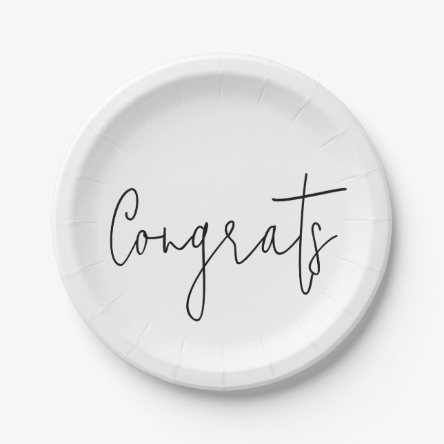 Congrats On White Paper Plates (Front)