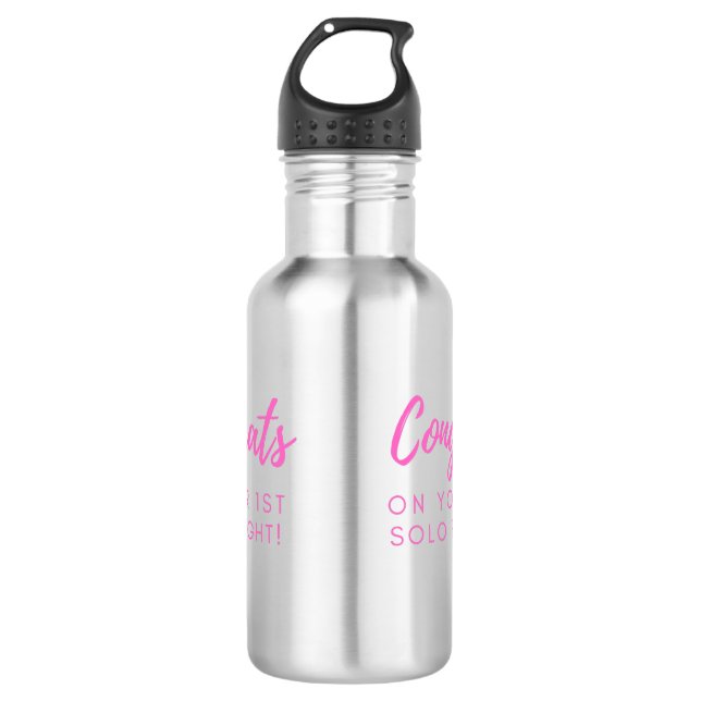 Congrats on your 1st Solo Flight! Stainless Steel Water Bottle (Front)