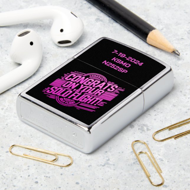 Congrats on your 1st Solo Flight Zippo Lighter (On Table 2)