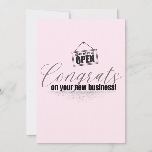 Congrats On Your Business Pink Typography Card (Front)
