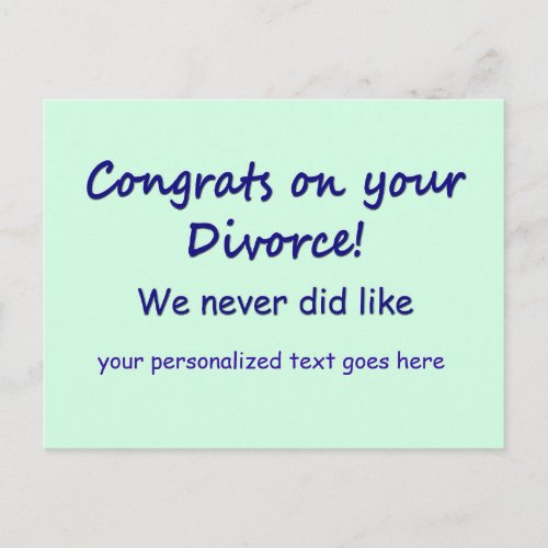 Congrats on your Divorce Postcard