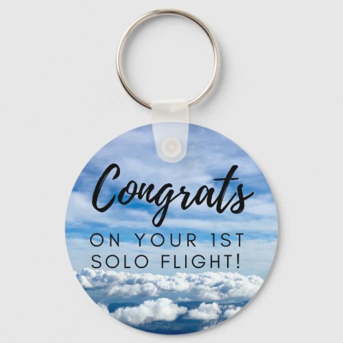 Congrats on your first solo flight button keychain
