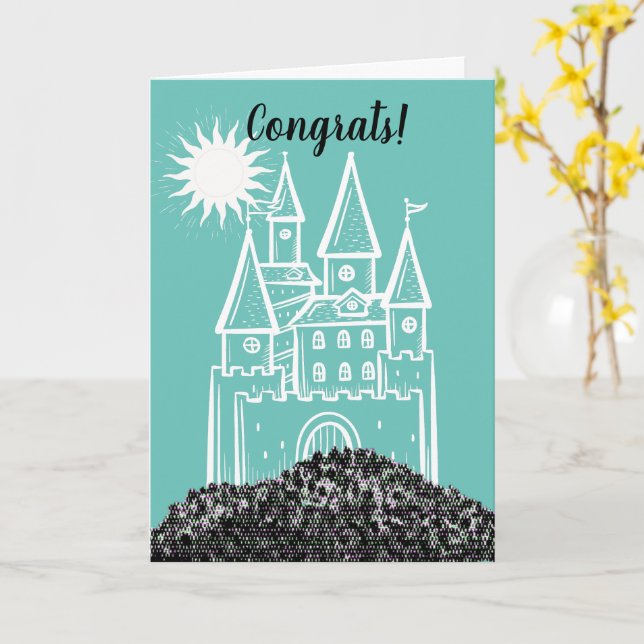 Congrats On Your New Castle Home Greeting Card (Yellow Flower)
