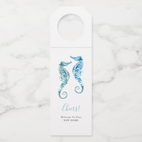 Congrats On Your New Home Blue Seahorse Wine Tag
