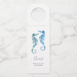 Congrats On Your New Home Blue Seahorse Wine Tag