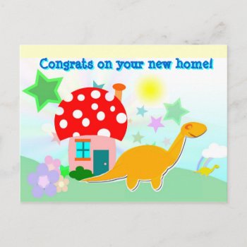 Congrats On Your New Home Cartoon Dinos Postcard by dinoshop at Zazzle